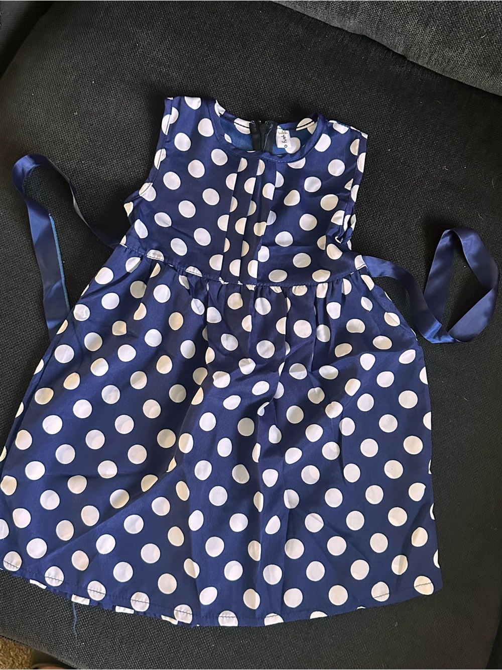 Navy Blue Polka Dot Sleeveless Dress